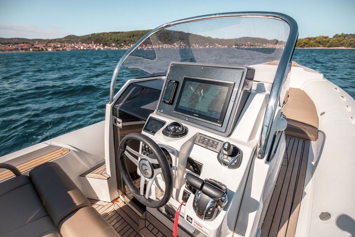 Cockpit of Biba, a Capelli Tempest 1000 OPEN rib at Općina Sukošan, Croatia