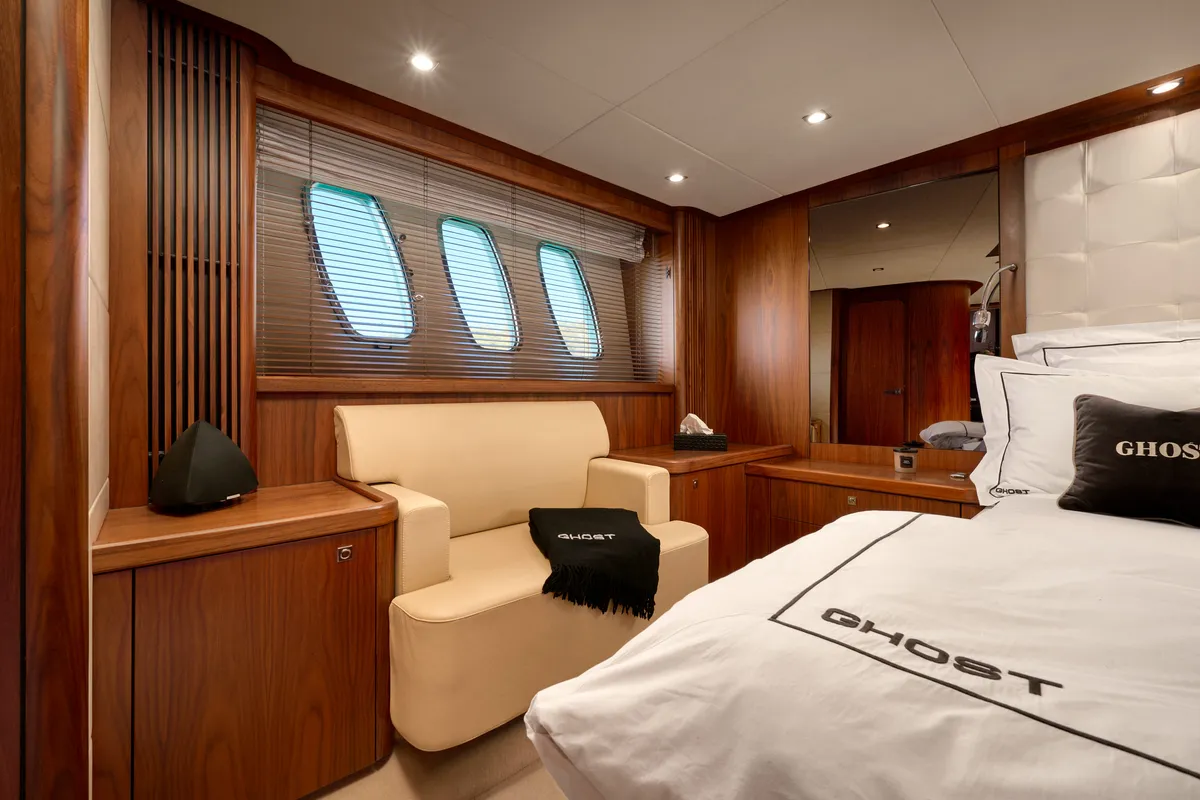 Cabin on Ghost, a Sunseeker International Sunseeker Predator 72 yacht at Grad Kaštela, Croatia