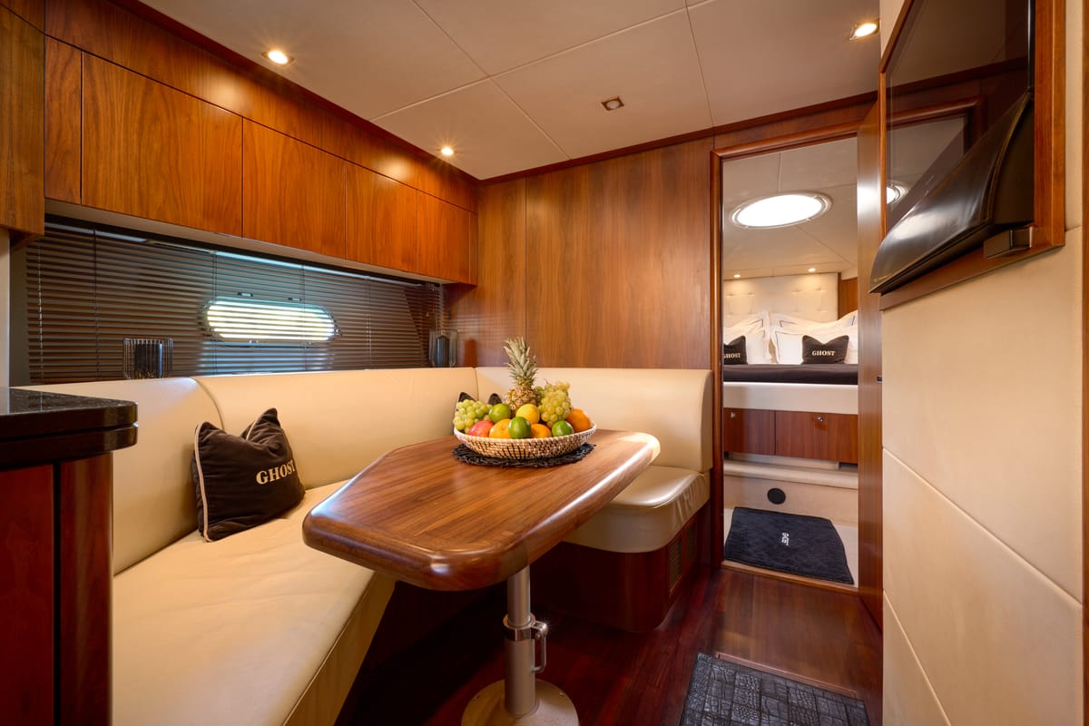 Salon of Ghost, a Sunseeker International Sunseeker Predator 72 yacht at Grad Kaštela, Croatia