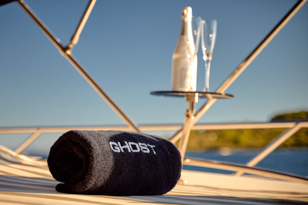 Deck of Ghost, a Sunseeker International Sunseeker Predator 72 yacht at Grad Kaštela, Croatia