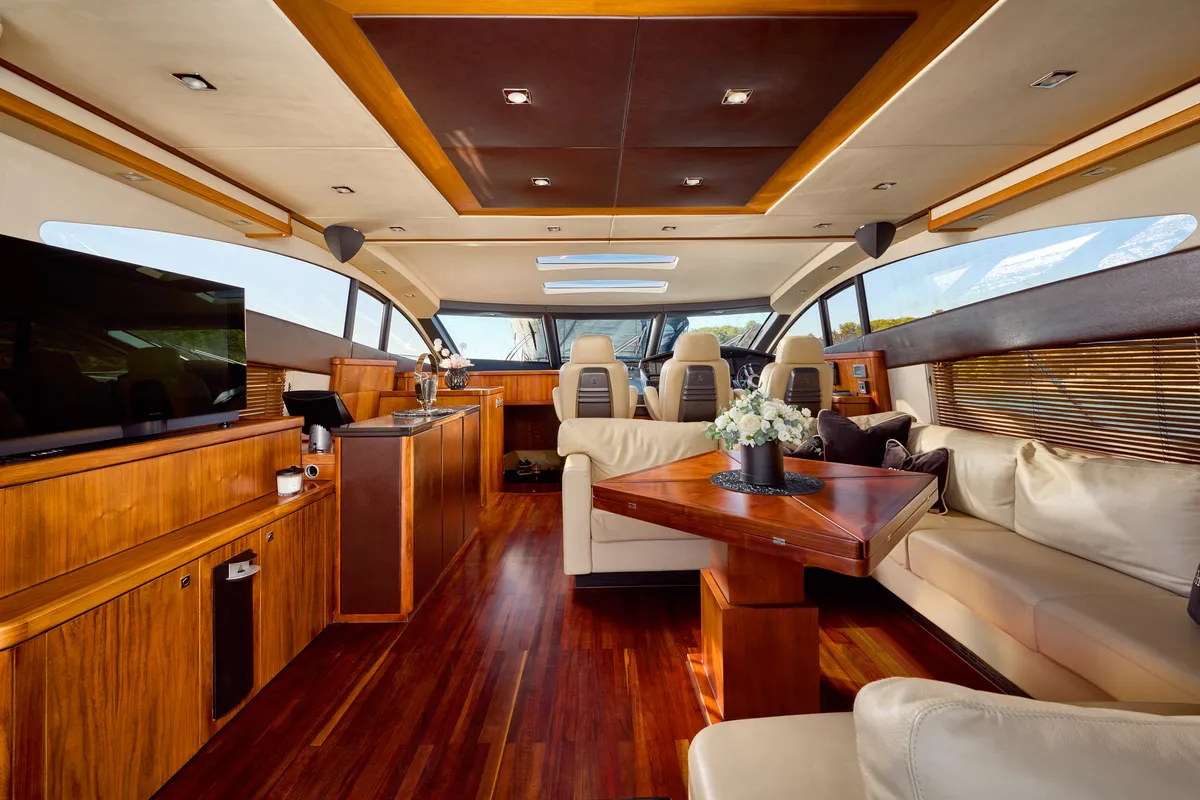Salon of Ghost, a Sunseeker International Sunseeker Predator 72 yacht at Grad Kaštela, Croatia