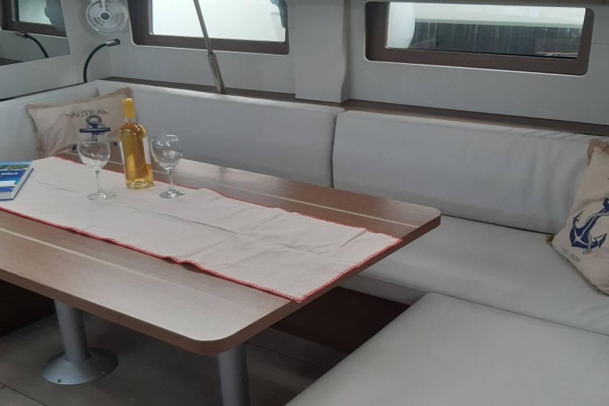 Salon of Georgio, a Beneteau Oceanis 51.1 sailboat at Municipal Unit of Lefkada, Greece