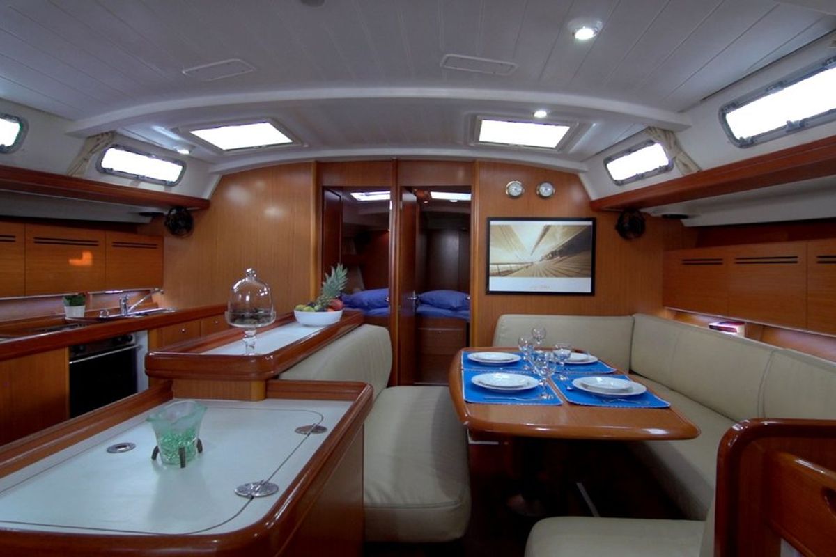 Salon of Lucky Dice, a Beneteau Cyclades 50.5 sailboat at Athens, Greece