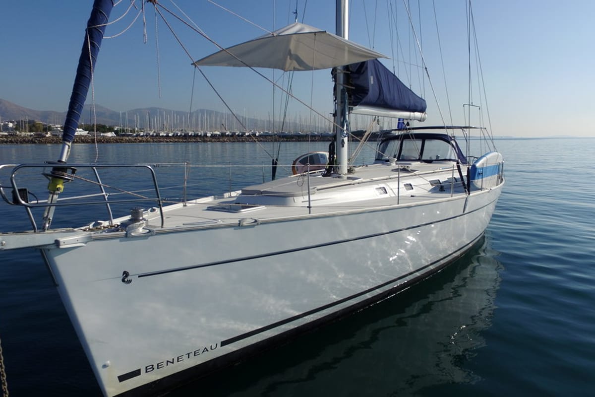 Exterior view of Lucky Dice, a Beneteau Cyclades 50.5 sailboat at Athens, Greece