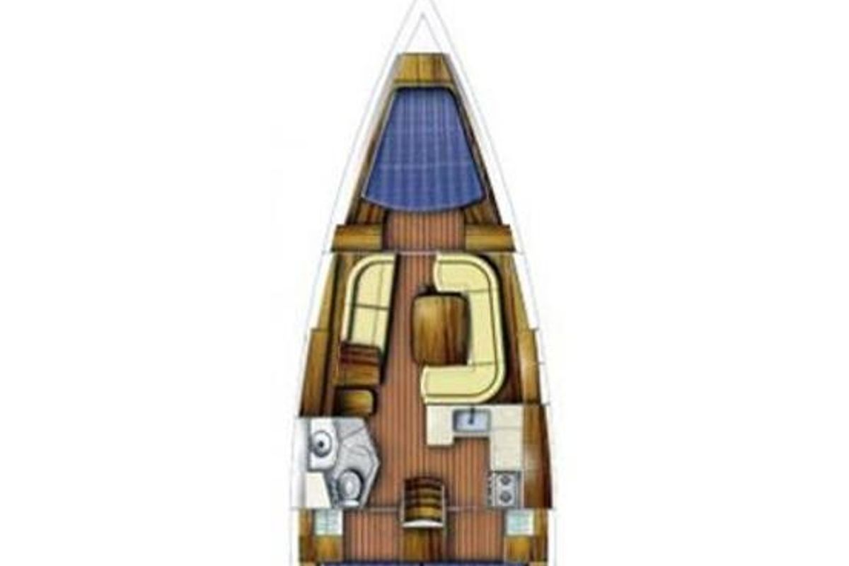Floor plan of Nomad, a Jeanneau Sun Odyssey 39i sailboat at Preveza, Greece