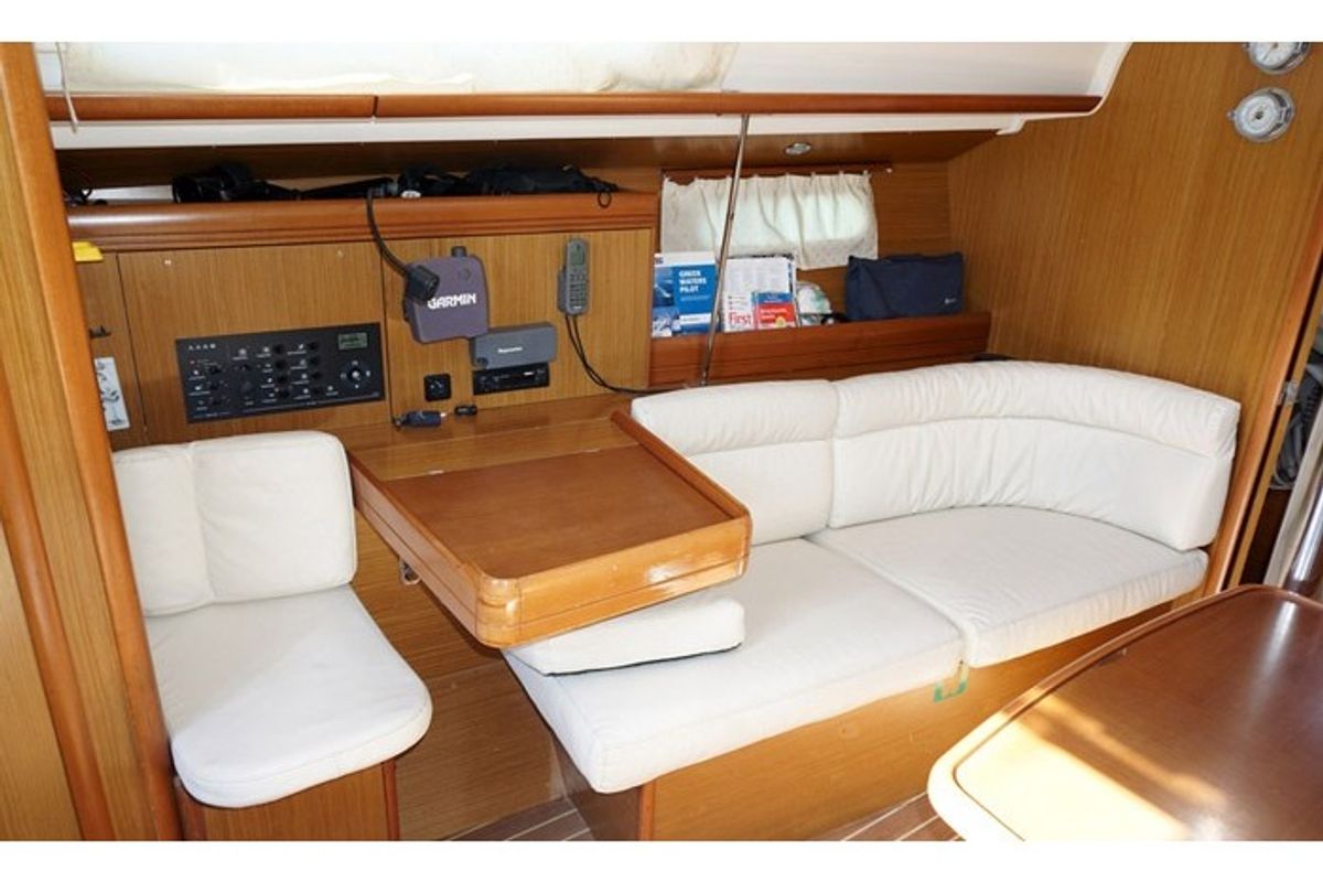 Salon of Nomad, a Jeanneau Sun Odyssey 39i sailboat at Preveza, Greece