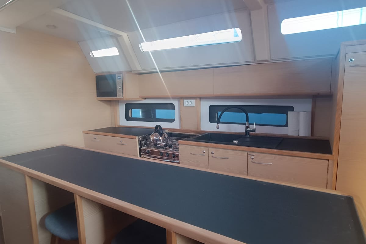Galley of Mila D&D Kufner 50 I., a D&D Kufner 50 sailboat at Grad Trogir, Croatia