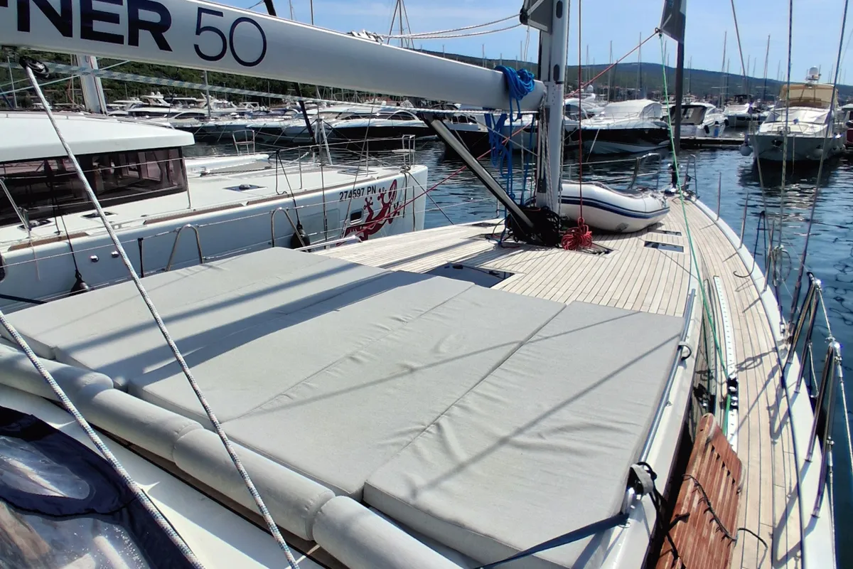 Exterior view of Mila D&D Kufner 50 I., a D&D Kufner 50 sailboat at Grad Trogir, Croatia