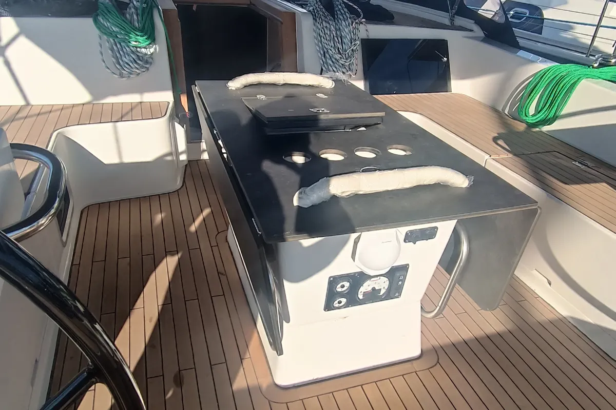 Deck of Mila D&D Kufner 50 I., a D&D Kufner 50 sailboat at Grad Trogir, Croatia