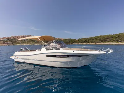 Exterior view of 275321ML, a Atlantic Marine Sun Cruiser 730 motorboat at Mali Lošinj, Croatia