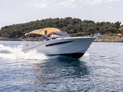 Exterior view of 275321ML, a Atlantic Marine Sun Cruiser 730 motorboat at Mali Lošinj, Croatia
