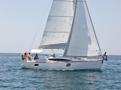 Exterior view of Pasithea, a Elan Impression 40 sailboat at Primošten, Croatia