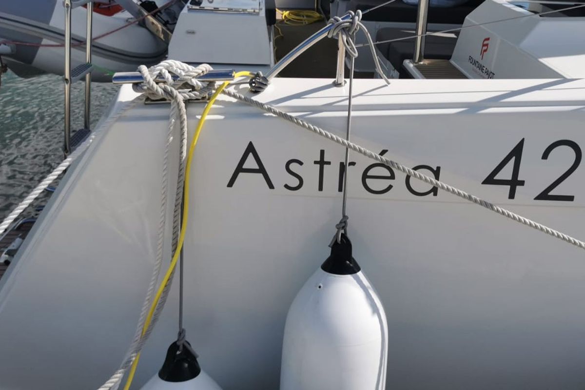 MARGUERITE, a Fountaine Pajot Astréa 42 catamaran at Propriano, France
