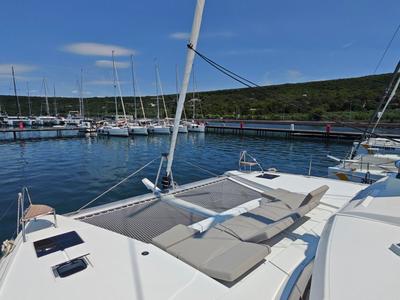 Salon of Caramita, a Fountaine Pajot Elba 45 catamaran at Punat, Croatia