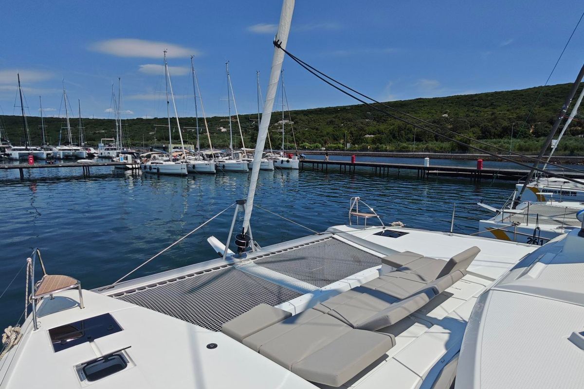Salon of Caramita, a Fountaine Pajot Elba 45 catamaran at Punat, Croatia