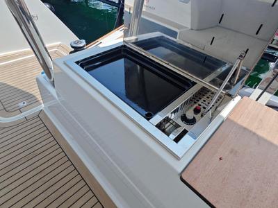 Cockpit of Caramita, a Fountaine Pajot Elba 45 catamaran at Punat, Croatia