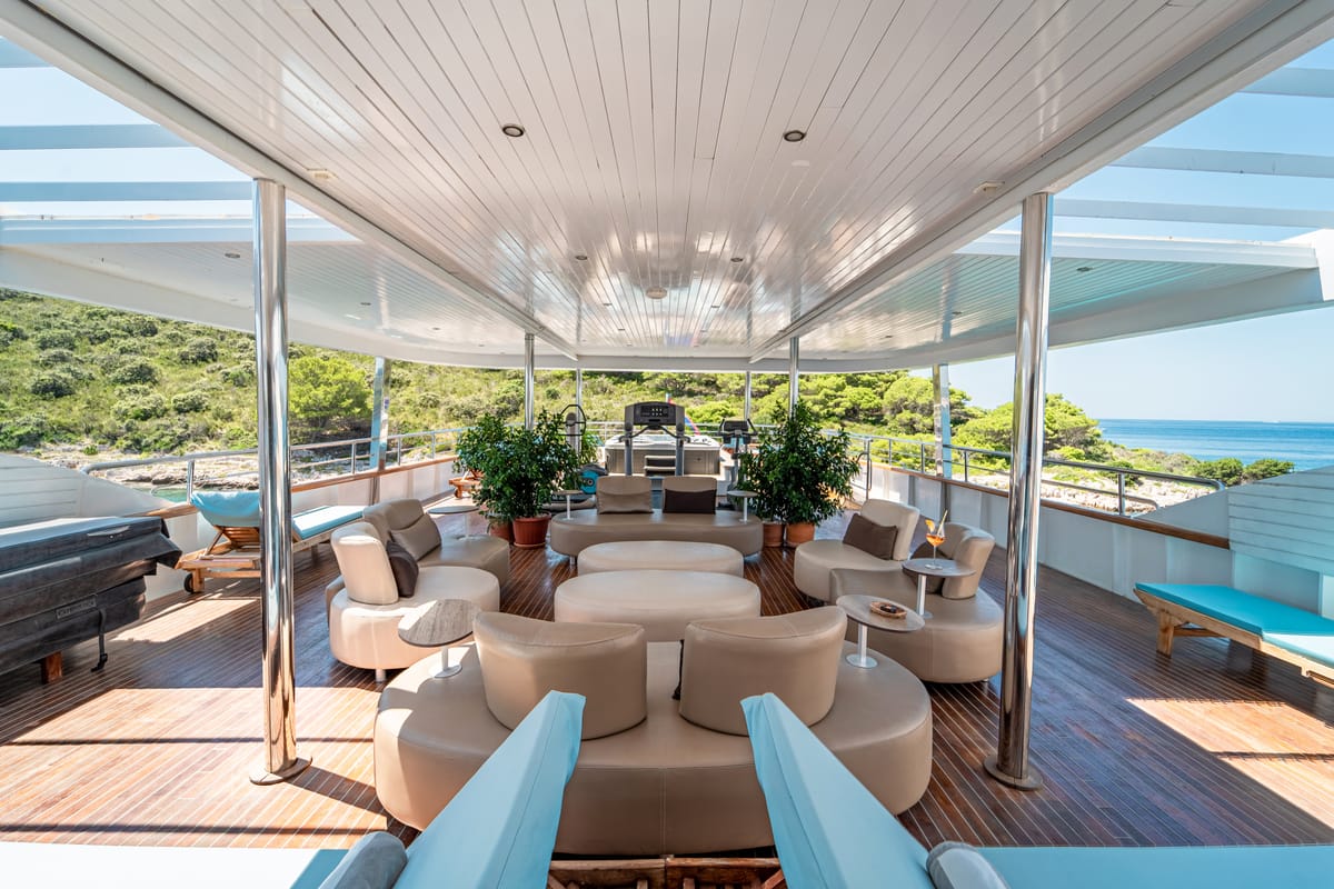 Deck of Riva, a Gulet Motoryacht yacht at Split, Croatia