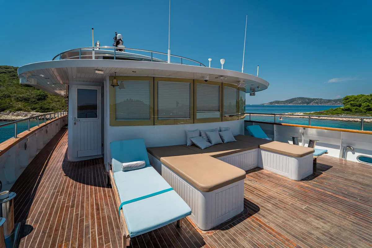 Deck of Riva, a Gulet Motoryacht yacht at Split, Croatia