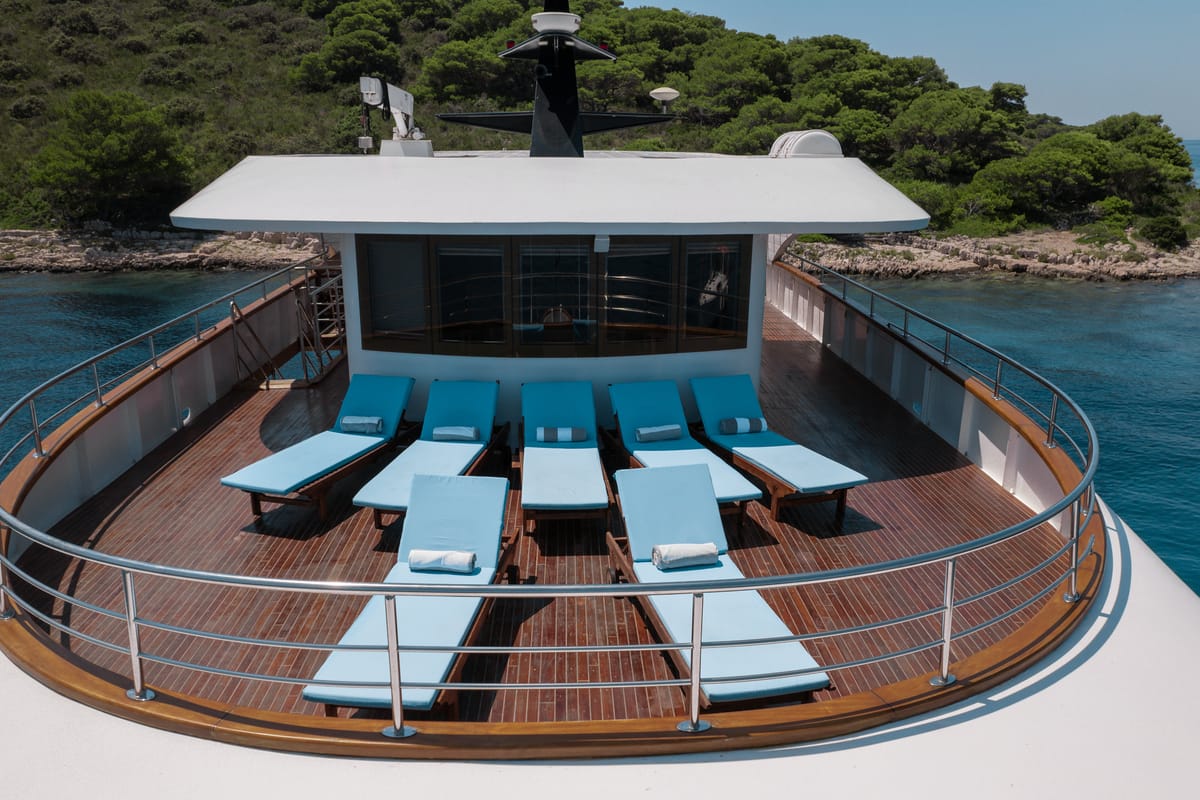 Deck of Riva, a Gulet Motoryacht yacht at Split, Croatia