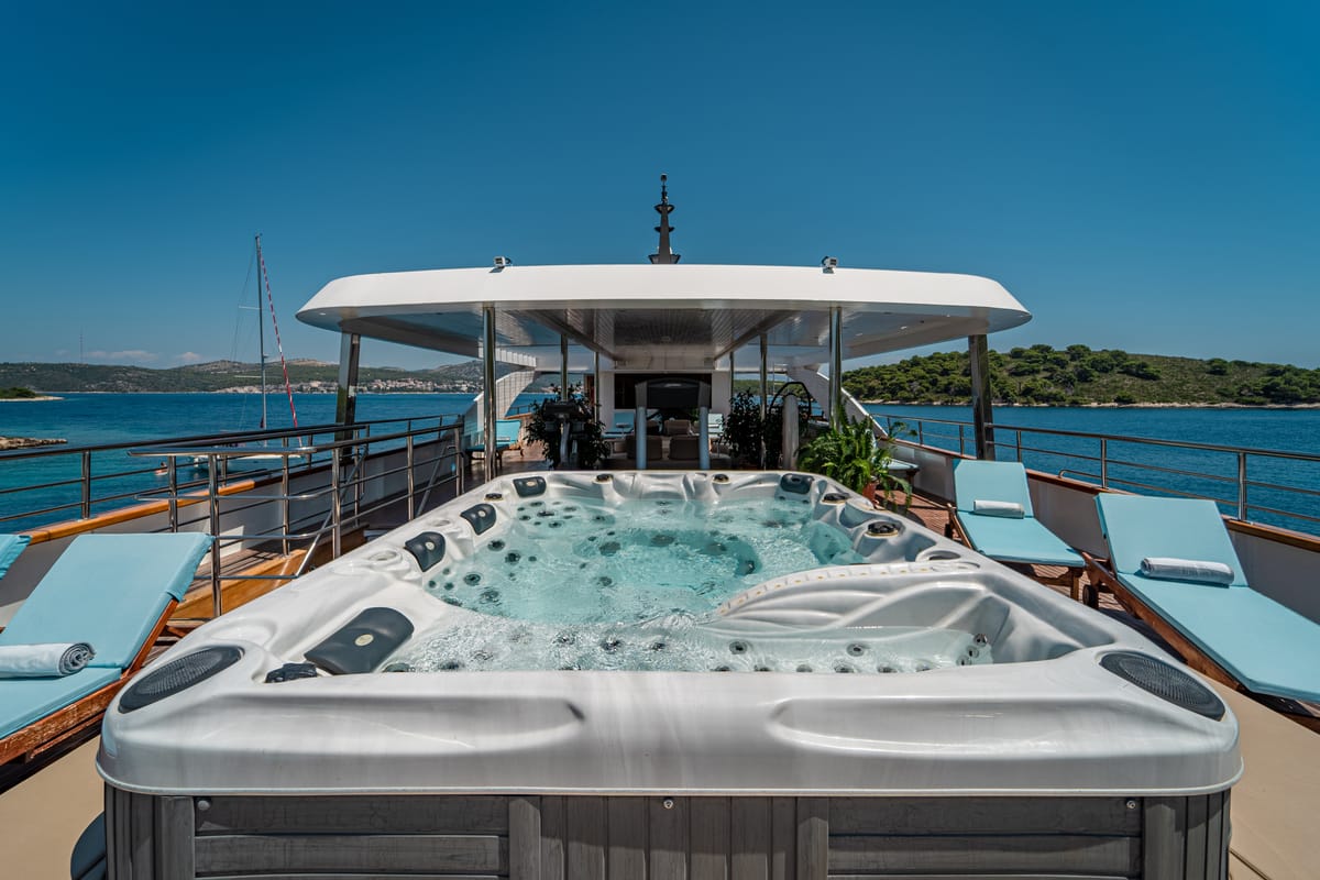Deck of Riva, a Gulet Motoryacht yacht at Split, Croatia