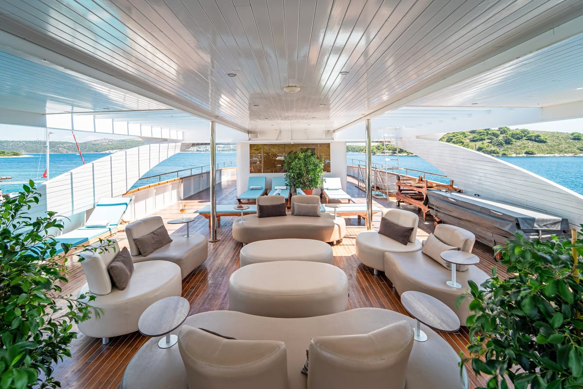 Deck of Riva, a Gulet Motoryacht yacht at Split, Croatia