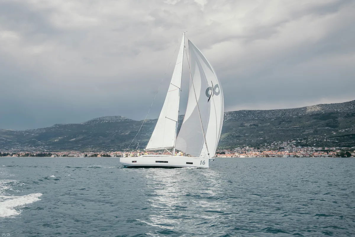 Exterior view of CLIO, a AD Boats Salona 46 sailboat at Grad Kaštela, Croatia