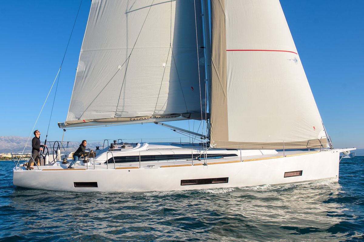 Exterior view of CLIO, a AD Boats Salona 46 sailboat at Grad Kaštela, Croatia