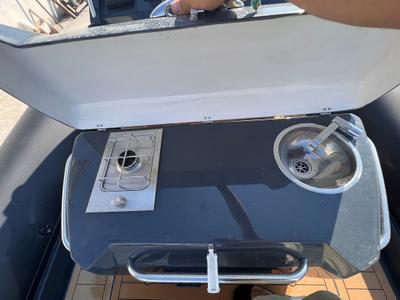 Deck of Viviana, a Gulet Panamera PY90 motorboat at Lavreotiki Municipal Unit, Greece