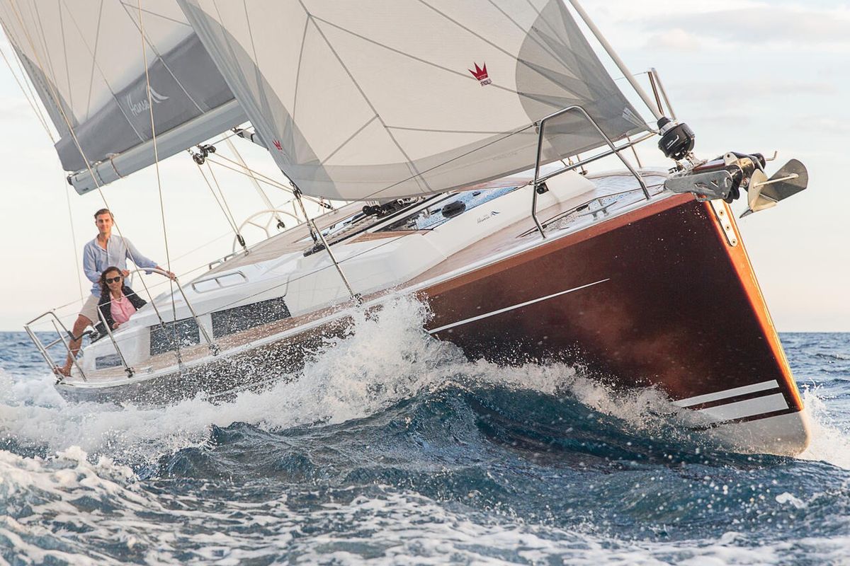Exterior view of Beatrice, a Hanse Yachts Hanse 388 sailboat at Betina, Croatia