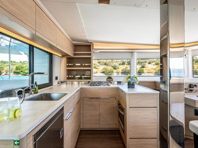 Galley of BALLO, a Lagoon 46 catamaran at Gouvia, Greece
