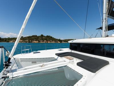 Deck of BALLO, a Lagoon 46 catamaran at Gouvia, Greece
