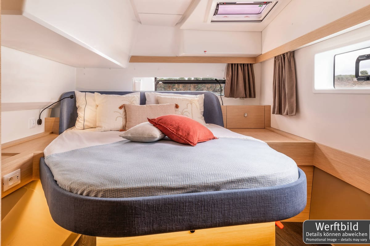 Cabin on Gin Mar, a Fountaine Pajot FP 41 Maesto 3 catamaran at Palma de Mallorca, Spain