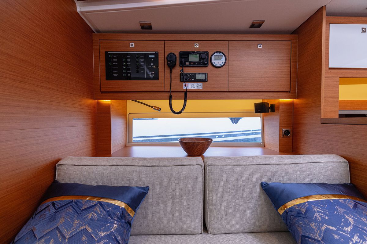 Salon of Angelique, a Dufour 470 sailboat at Grad Kaštela, Croatia