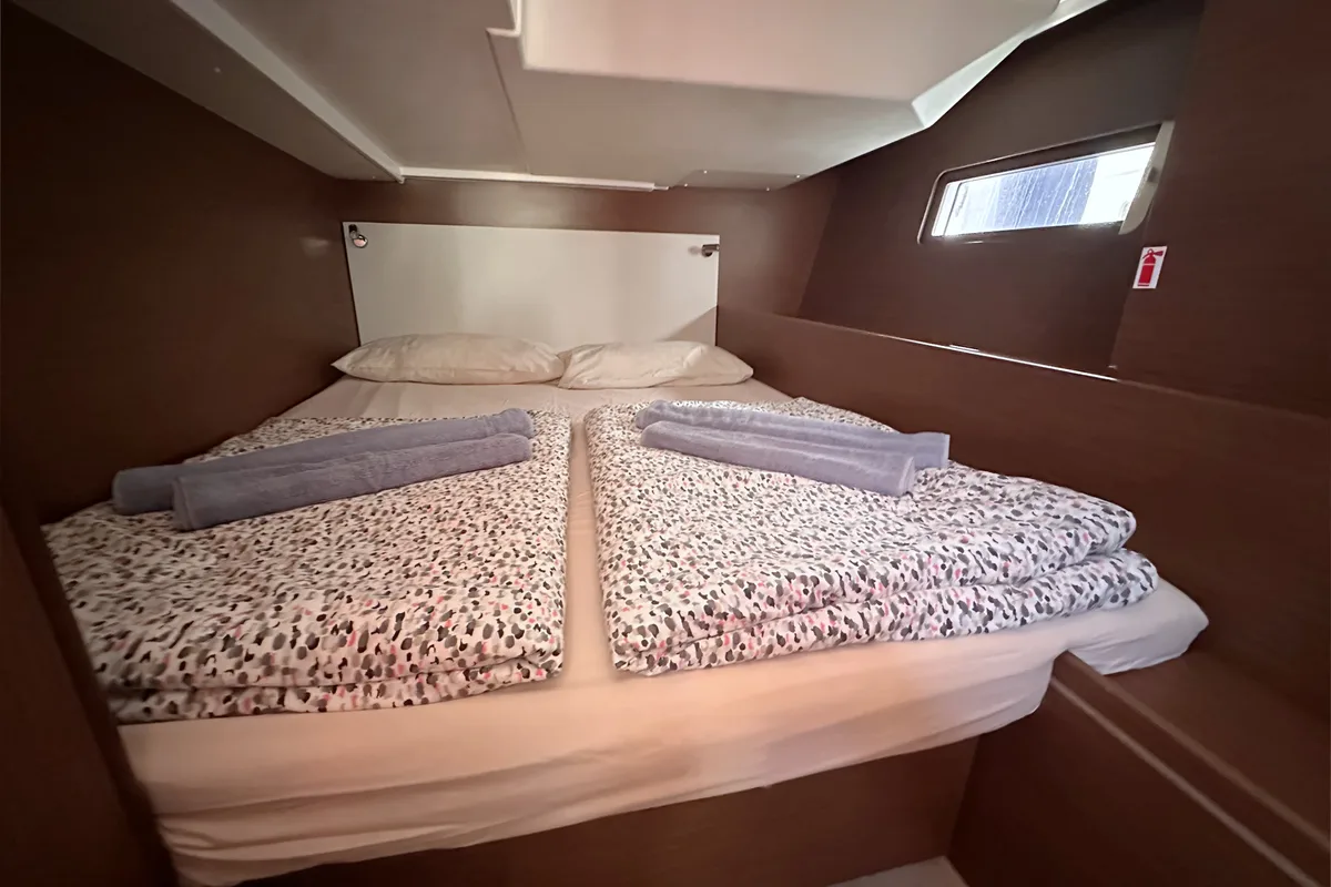 Cabin on Flipper, a Beneteau Oceanis 51.1 sailboat at Palma de Mallorca, Spain