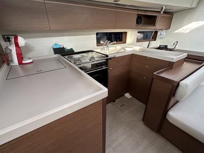 Galley of Flipper, a Beneteau Oceanis 51.1 sailboat at Palma de Mallorca, Spain