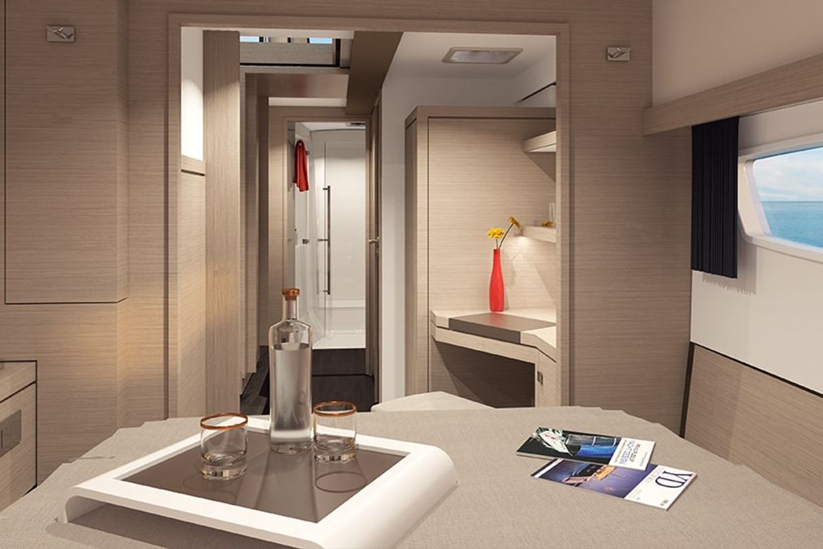 Cabin on Angelica, a Fountaine Pajot Isla 40 catamaran at Athens, Greece