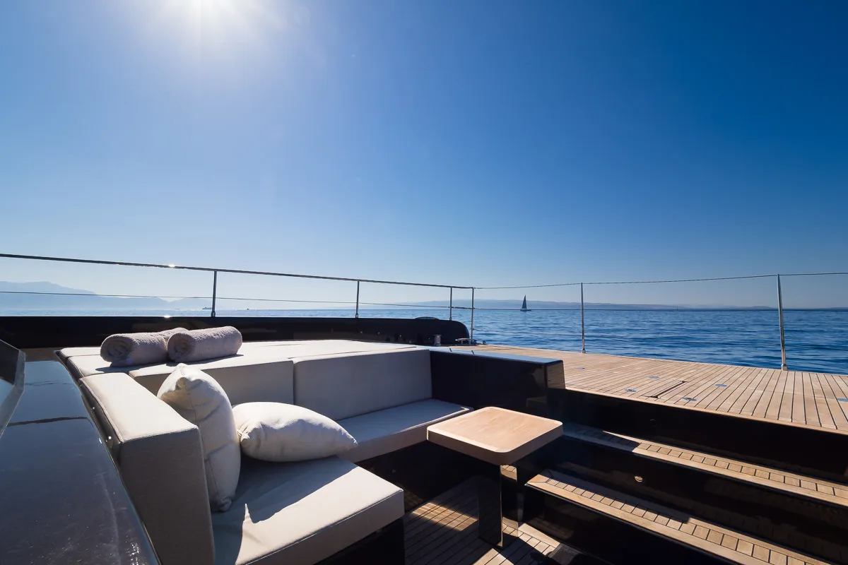 Deck of Amber One, a Sunreef Yachts Sunreef 70 Power catamaran at Grad Kaštela, Croatia