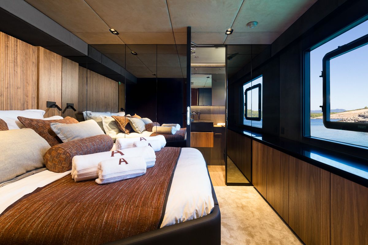 Cabin on Amber One, a Sunreef Yachts Sunreef 70 Power catamaran at Grad Kaštela, Croatia