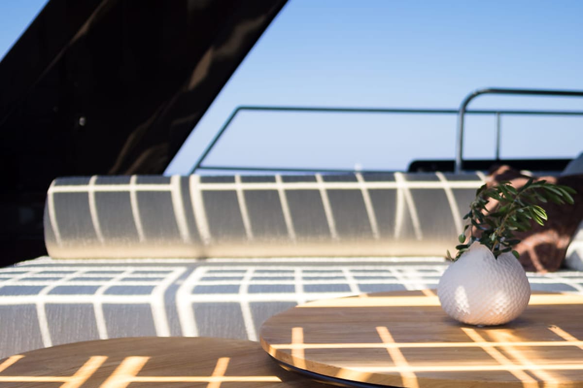 Deck of Amber One, a Sunreef Yachts Sunreef 70 Power catamaran at Grad Kaštela, Croatia