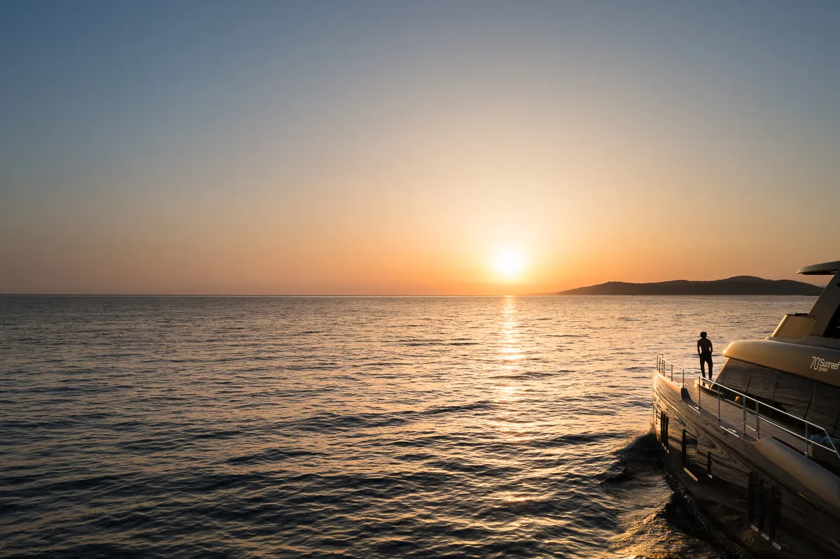 Exterior view of Amber One, a Sunreef Yachts Sunreef 70 Power catamaran at Grad Kaštela, Croatia