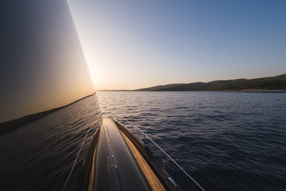 Exterior view of Amber One, a Sunreef Yachts Sunreef 70 Power catamaran at Grad Kaštela, Croatia
