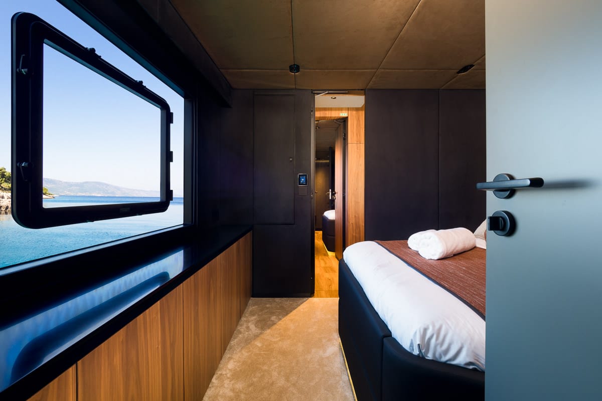 Cabin on Amber One, a Sunreef Yachts Sunreef 70 Power catamaran at Grad Kaštela, Croatia