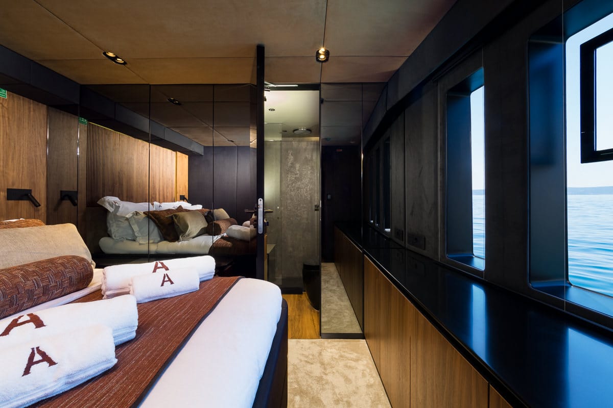 Cabin on Amber One, a Sunreef Yachts Sunreef 70 Power catamaran at Grad Kaštela, Croatia