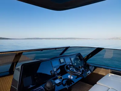 Cockpit of Amber One, a Sunreef Yachts Sunreef 70 Power catamaran at Grad Kaštela, Croatia