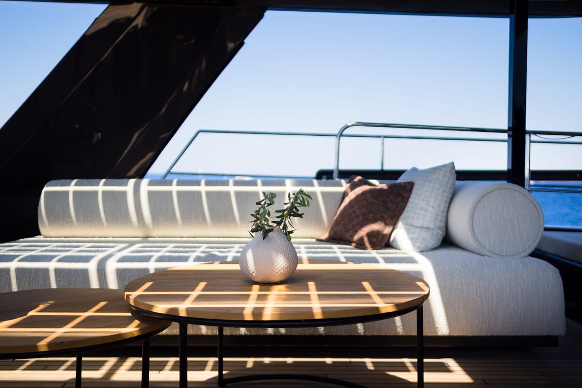 Deck of Amber One, a Sunreef Yachts Sunreef 70 Power catamaran at Grad Kaštela, Croatia