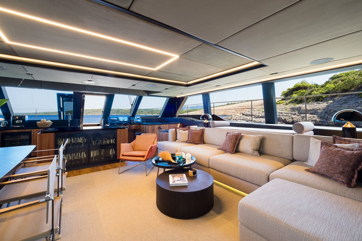 Salon of Amber One, a Sunreef Yachts Sunreef 70 Power catamaran at Grad Kaštela, Croatia