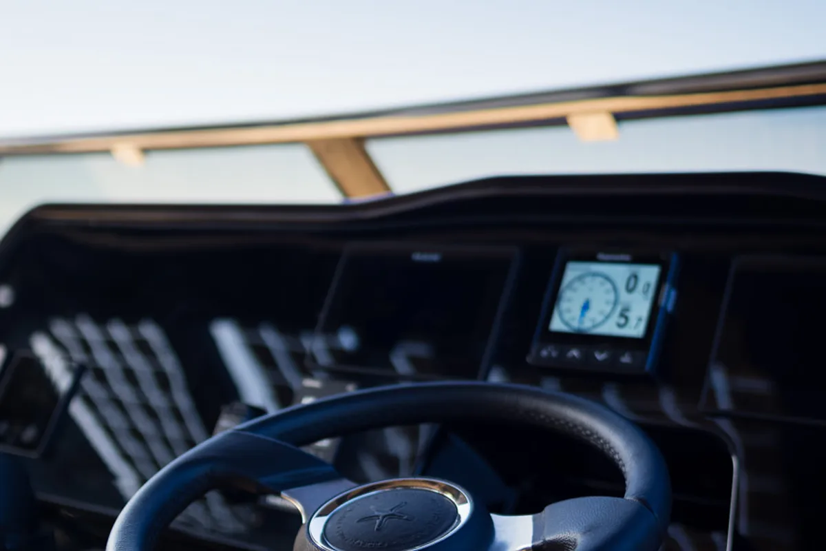 Cockpit of Amber One, a Sunreef Yachts Sunreef 70 Power catamaran at Grad Kaštela, Croatia