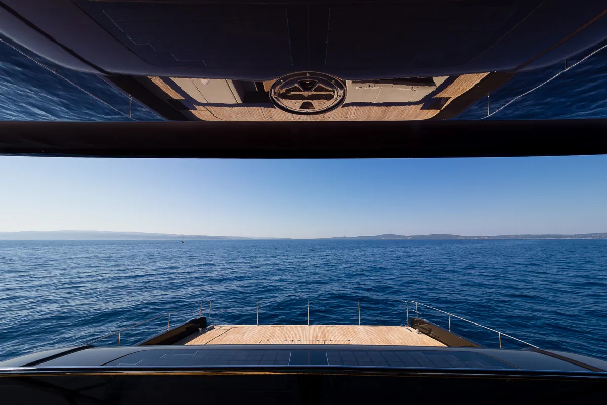 Exterior view of Amber One, a Sunreef Yachts Sunreef 70 Power catamaran at Grad Kaštela, Croatia