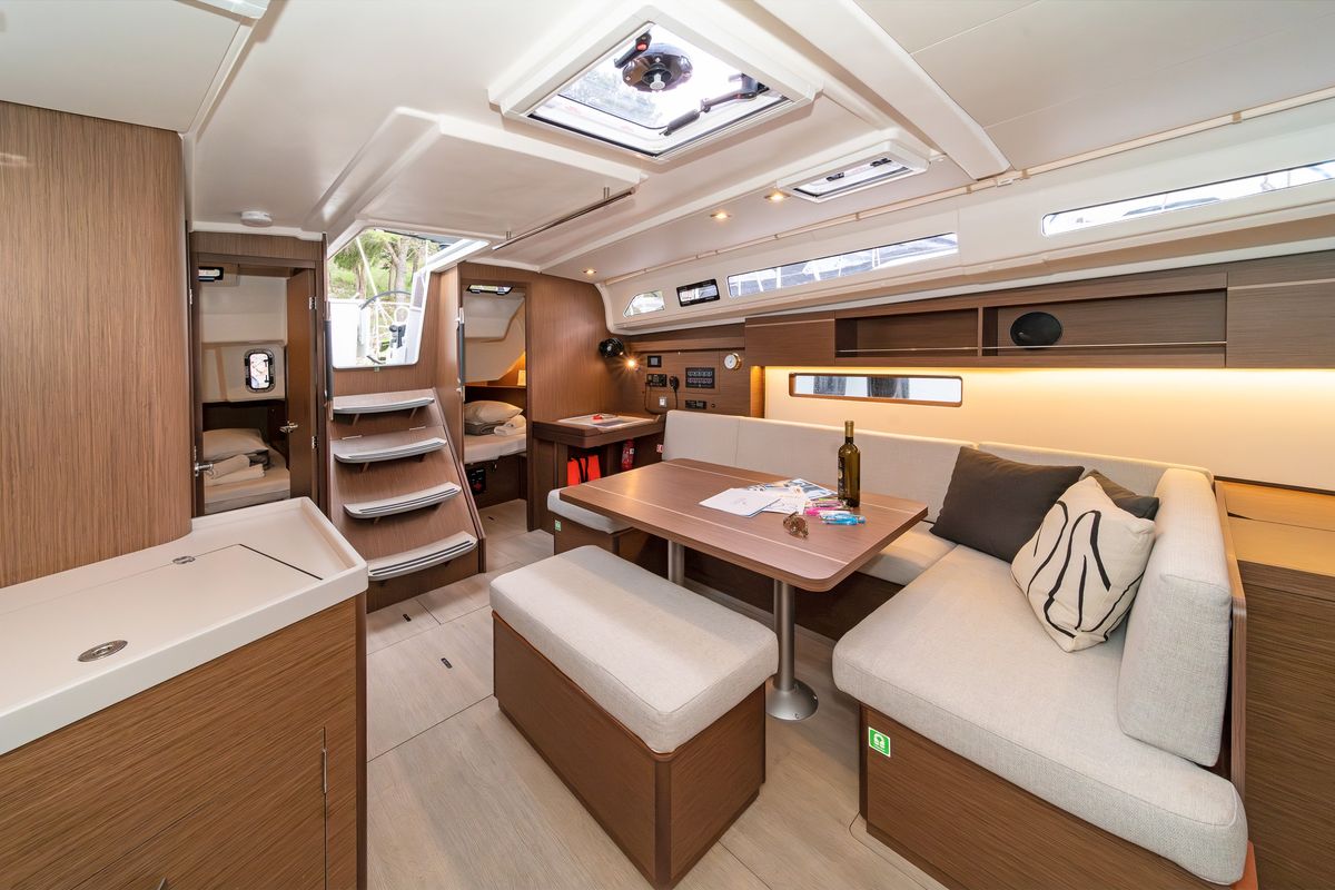 Salon of First Passion, a Beneteau Oceanis 40.1 sailboat at Skradin, Croatia