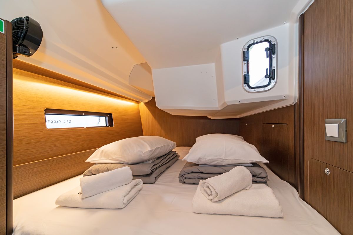 Cabin on First Passion, a Beneteau Oceanis 40.1 sailboat at Skradin, Croatia
